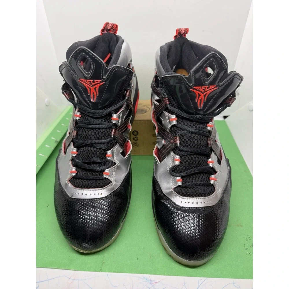 Jordan Melo M9 Metallic Silver Black Red Sneakers 551879-015 Mens Size 12